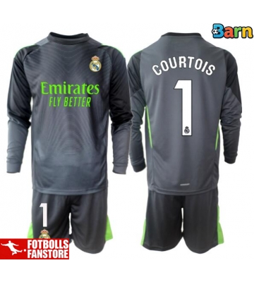 Real Madrid Thibaut Courtois #1 Målvakt Tredje Tröja Barn 2025-26 Långärmad (+ Korta byxor)